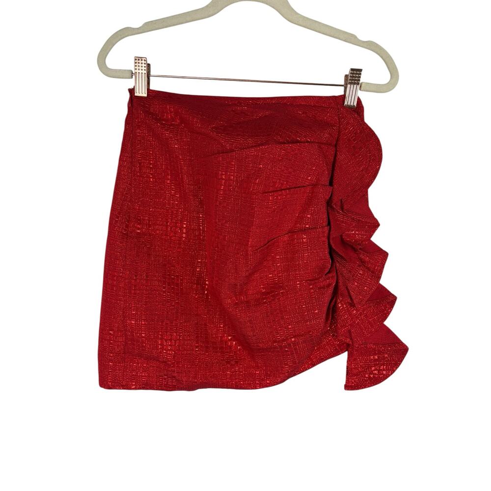 Lovers and Friends Dixon Ruffle Mini Skirt Shimmer Preppy Evening Going Out XXS - Picture 3 of 9